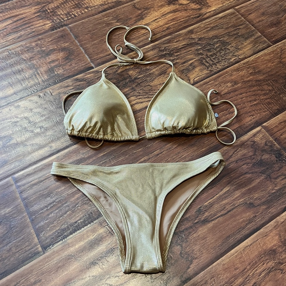 Gold Aerie Triangle Swimsuit